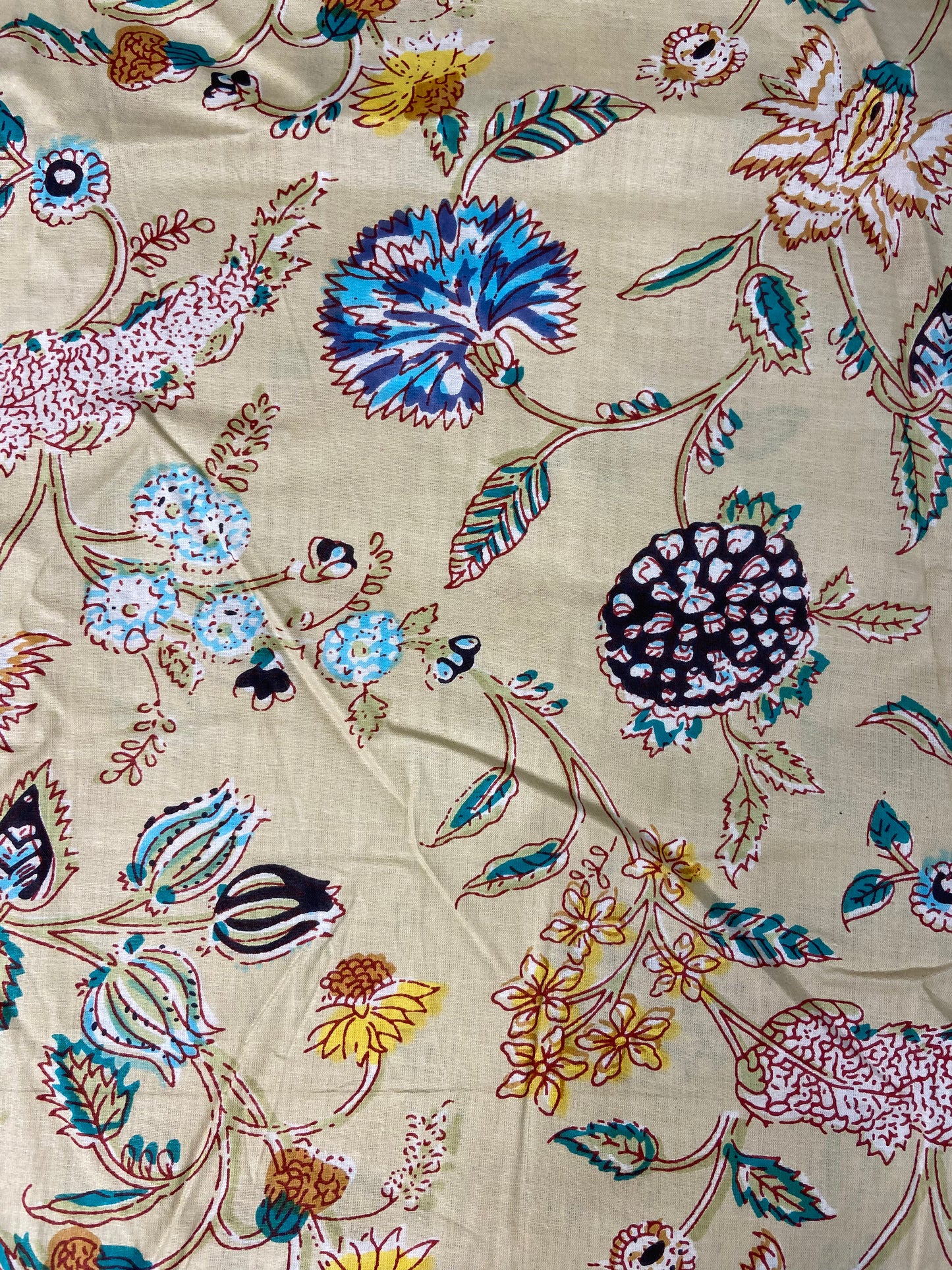 Beige Minimal Floral Print Cotton Cloth - Nakhrro