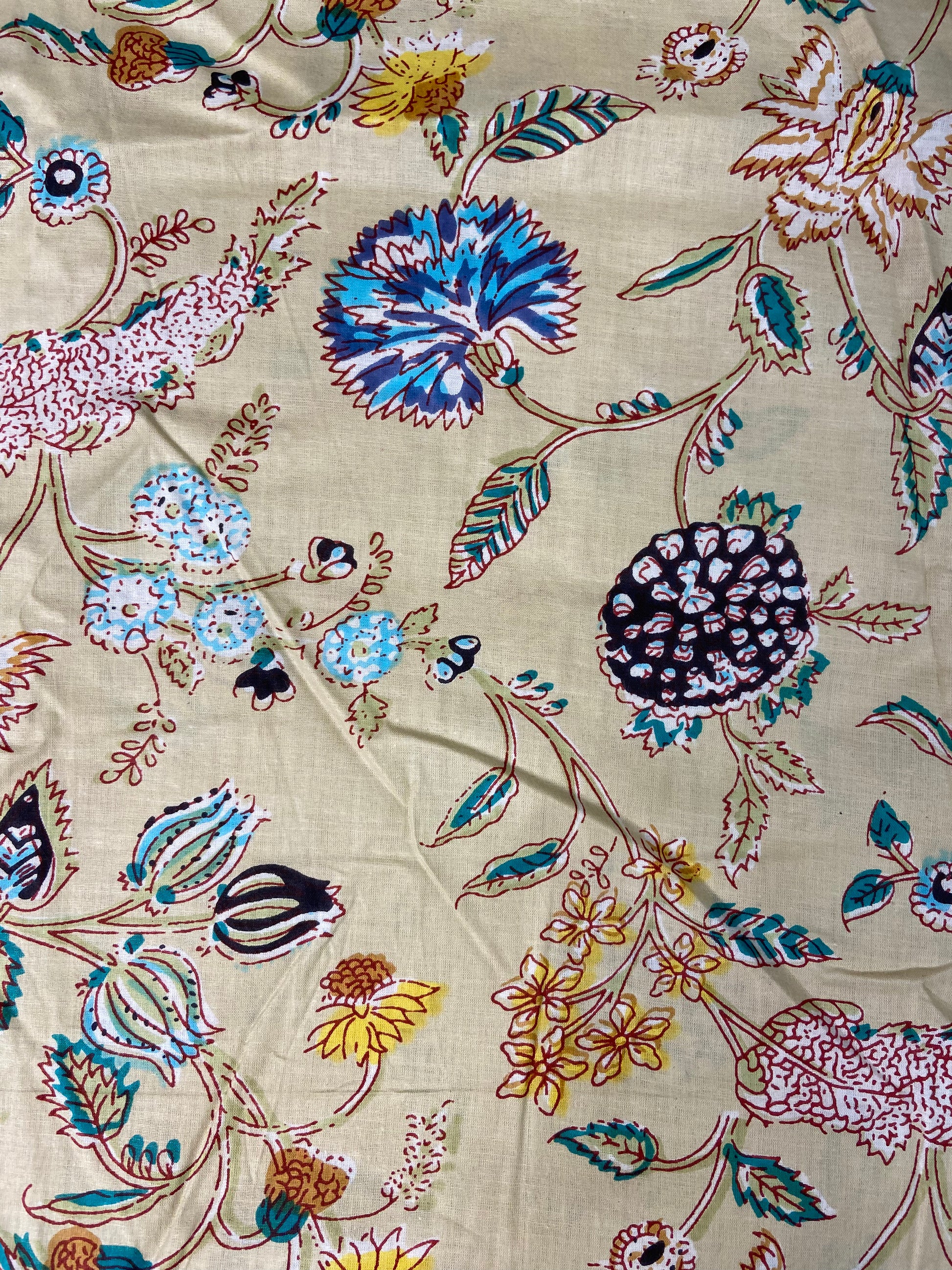 Beige Minimal Floral Print Cotton Cloth - Nakhrro