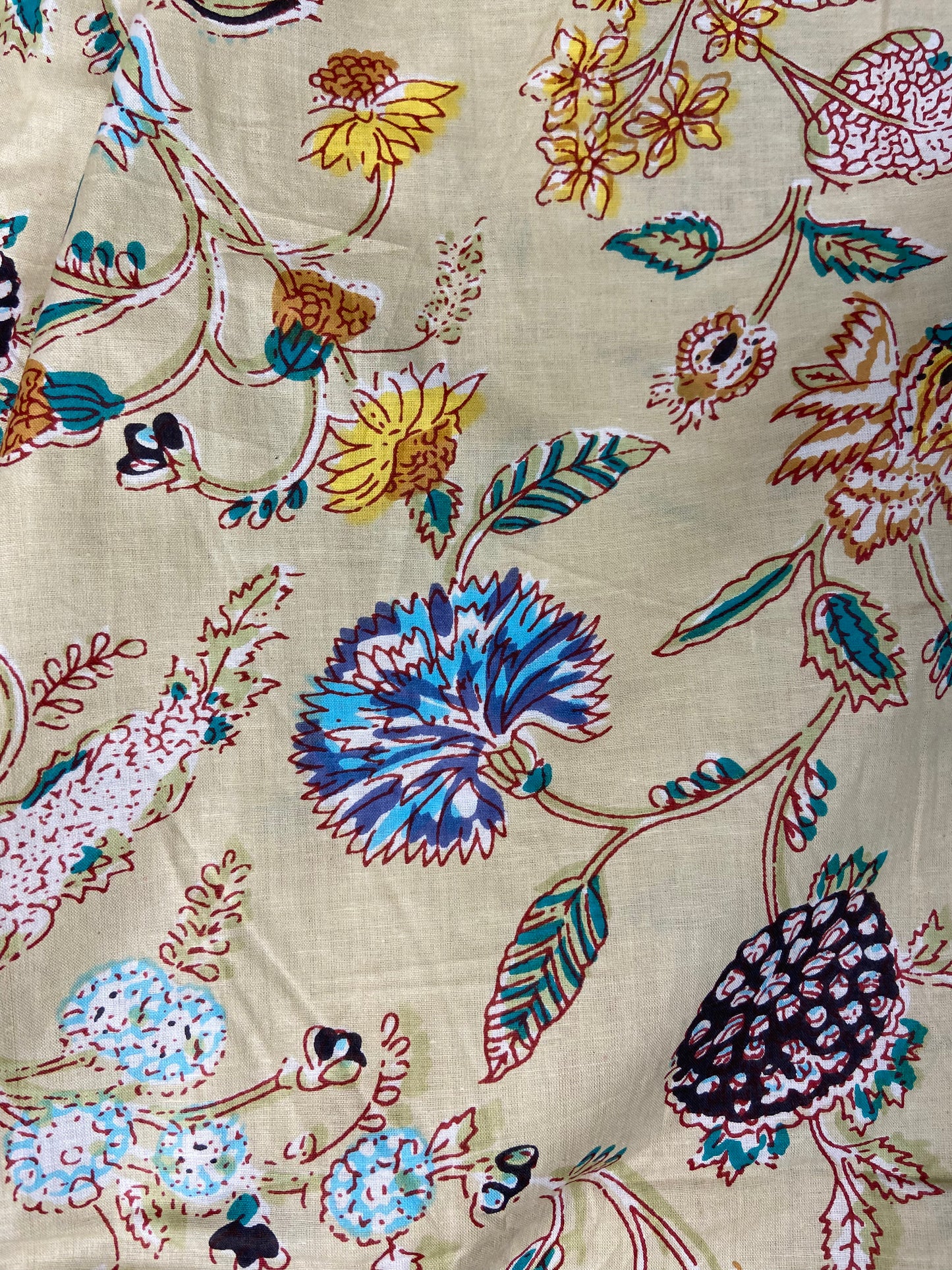 Beige Minimal Floral Print Cotton Cloth - Nakhrro