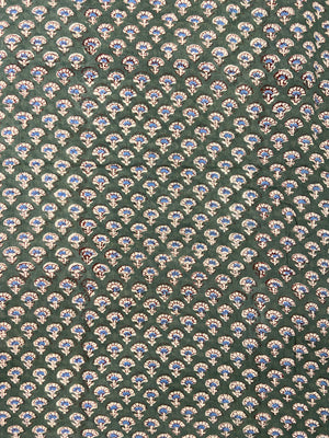 Green Minimal Hand Block Printed Mulmul Cotton Cloth - Nakhrro