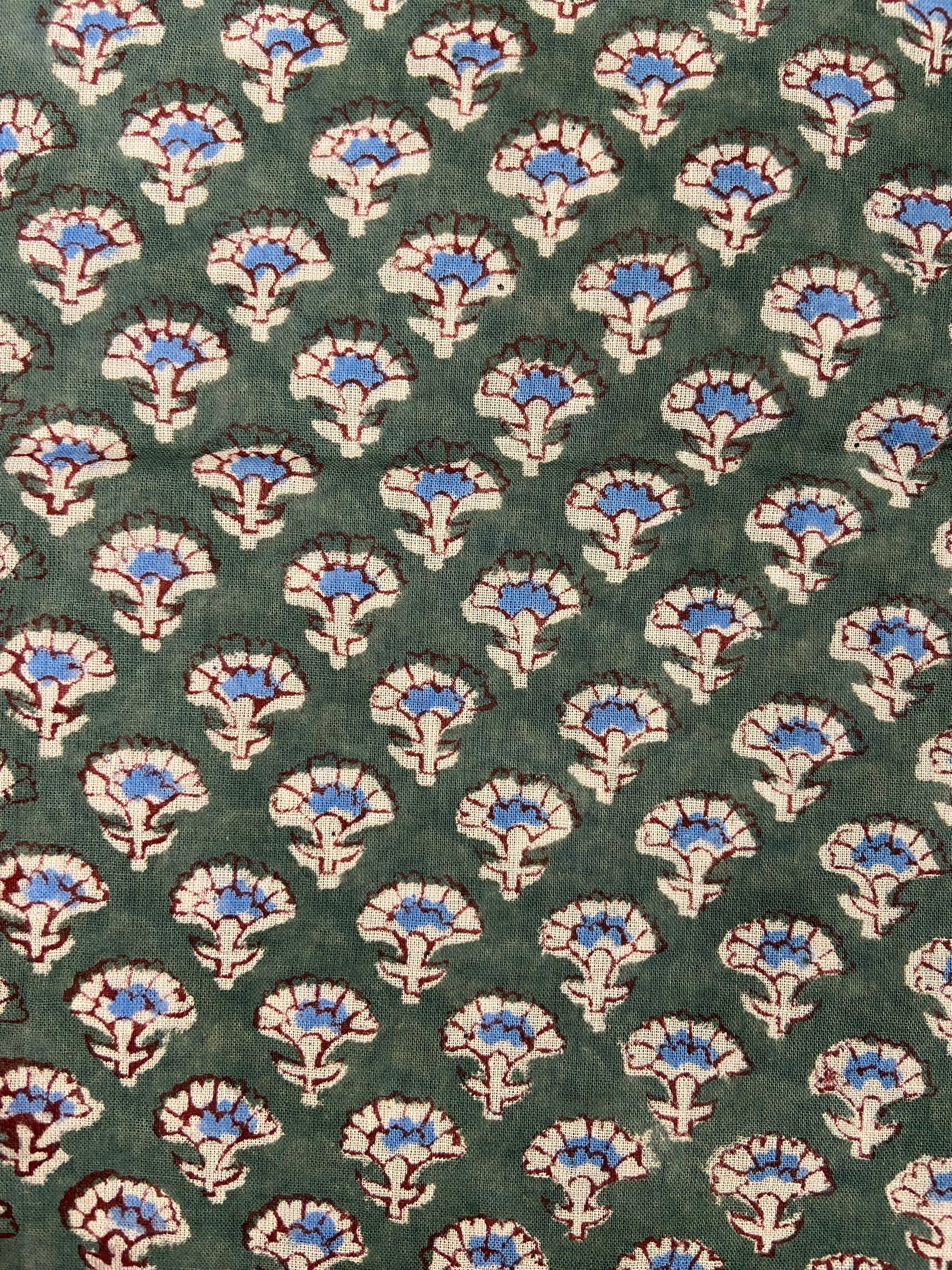 Green Minimal Hand Block Printed Mulmul Cotton Cloth - Nakhrro
