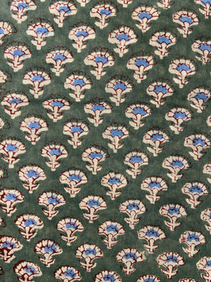 Green Minimal Hand Block Printed Mulmul Cotton Cloth - Nakhrro