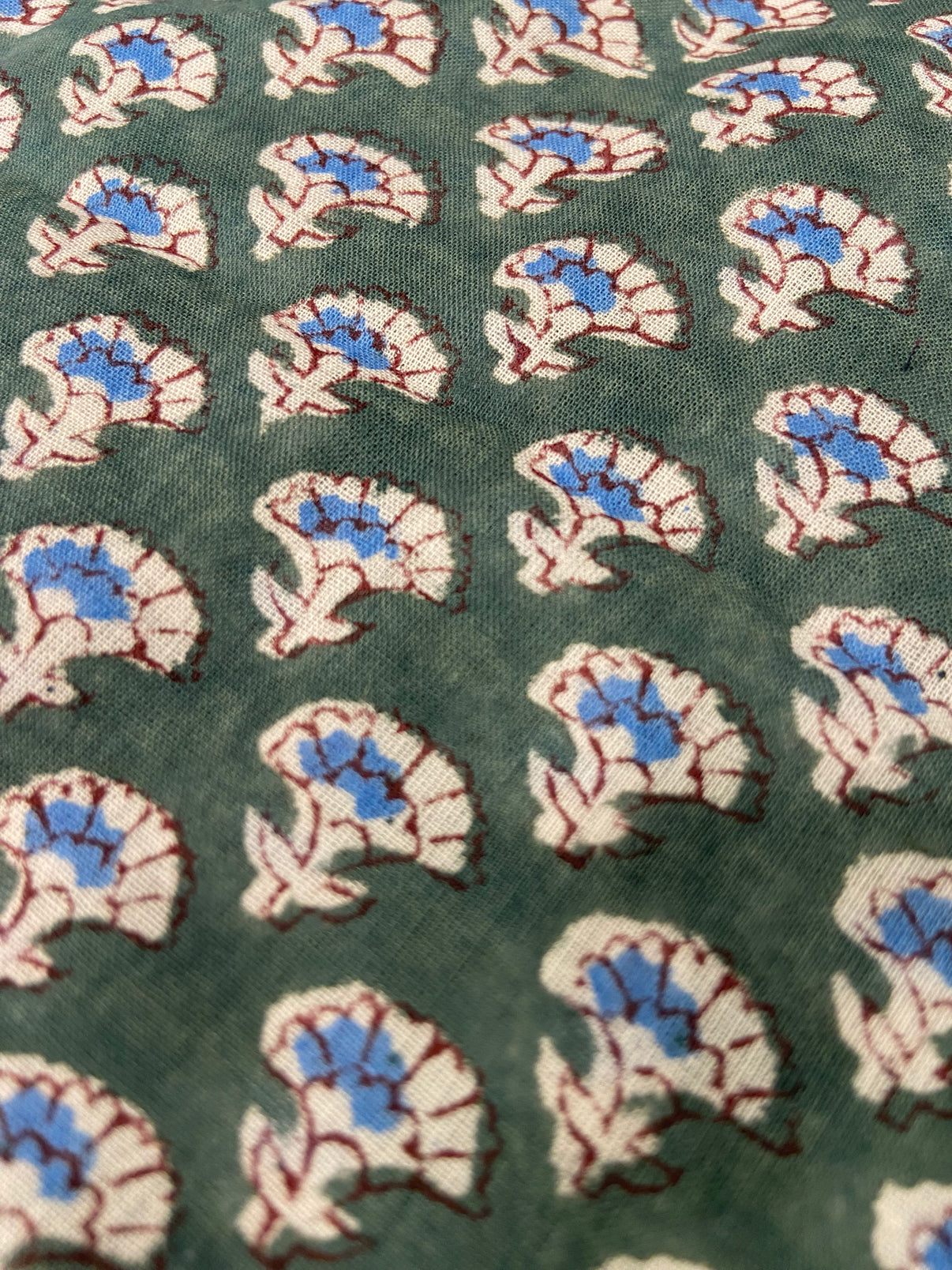 Green Minimal Hand Block Printed Mulmul Cotton Cloth - Nakhrro