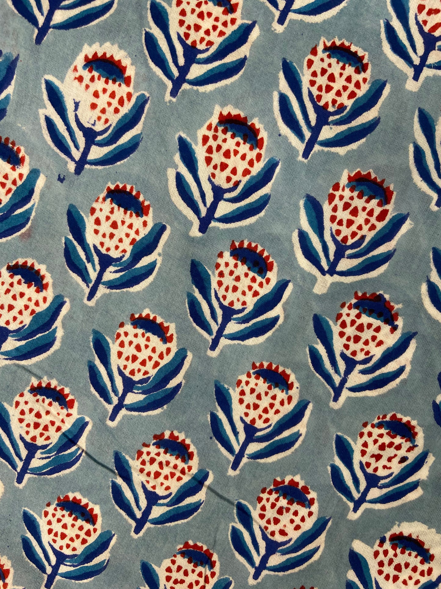 Blue Minimal Hand Block Printed Mulmul Cotton Cloth - Nakhrro