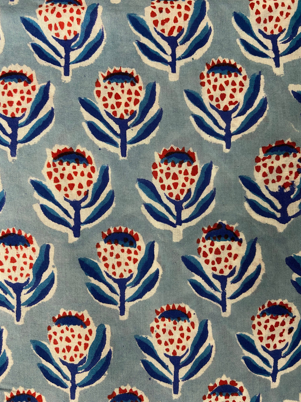 Blue Minimal Hand Block Printed Mulmul Cotton Cloth - Nakhrro