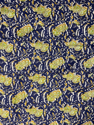 Blue Green Floral Print Cotton Cloth - Nakhrro