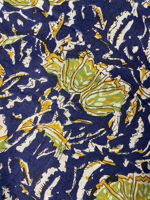 Blue Green Floral Print Cotton Cloth - Nakhrro