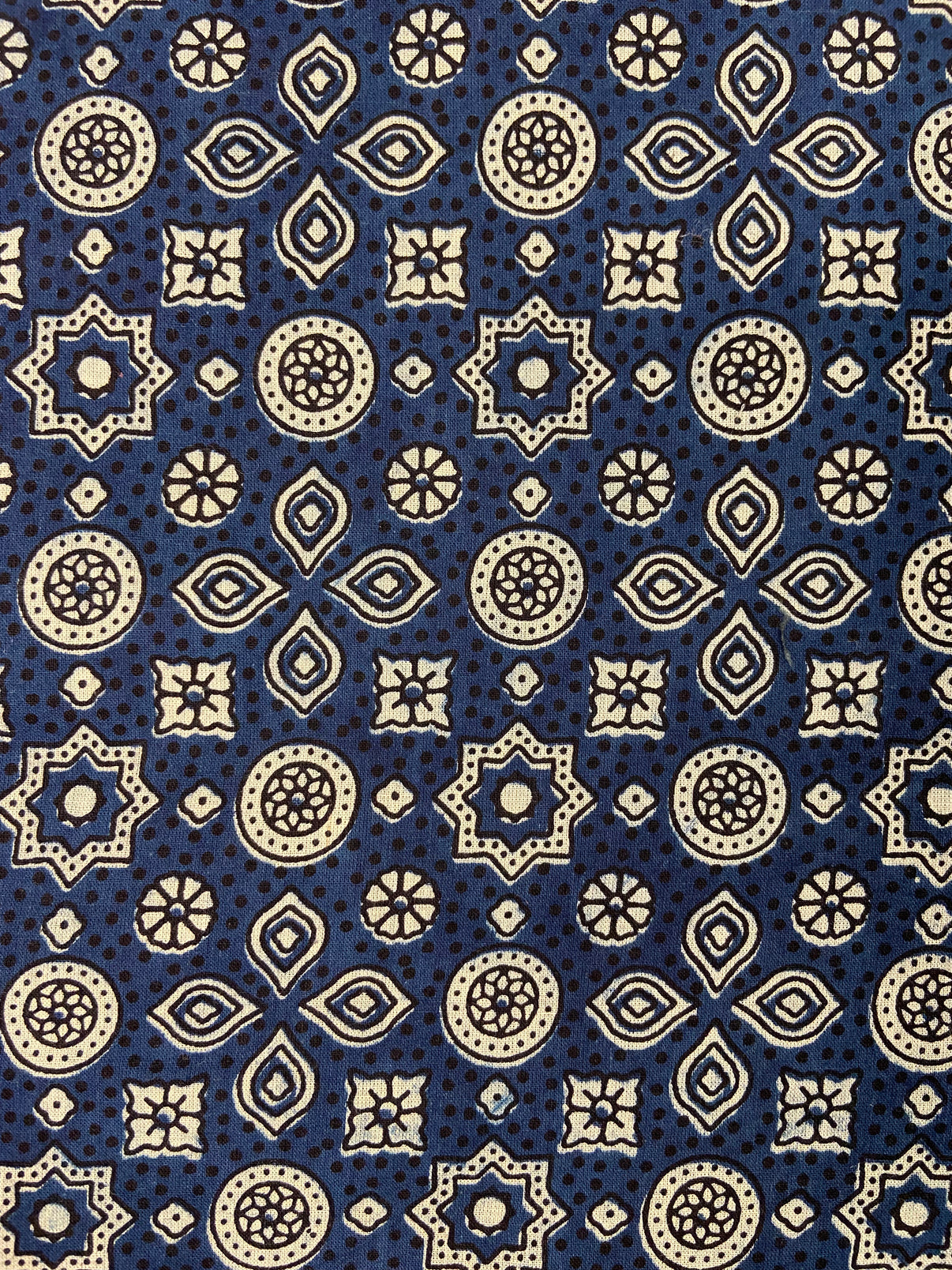 Blue Ajrakh Hand Block Printed Mulmul Cotton Cloth - Nakhrro