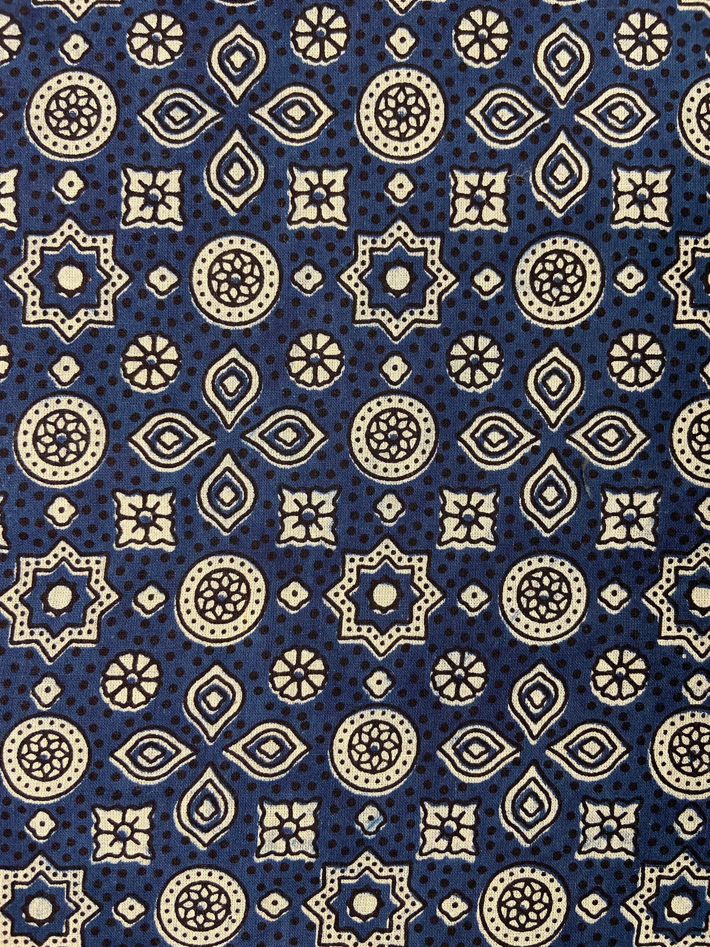Blue Ajrakh Hand Block Printed Mulmul Cotton Cloth - Nakhrro
