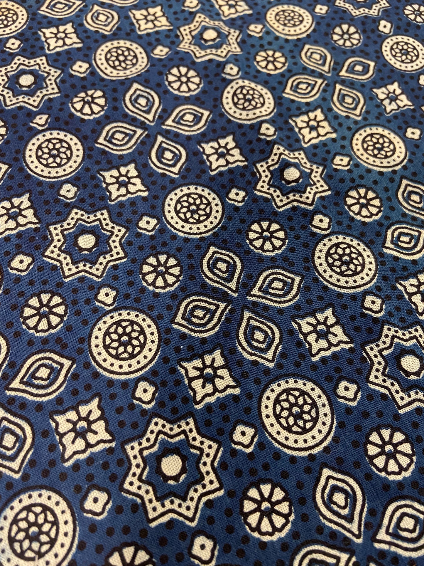 Blue Ajrakh Hand Block Printed Mulmul Cotton Cloth - Nakhrro