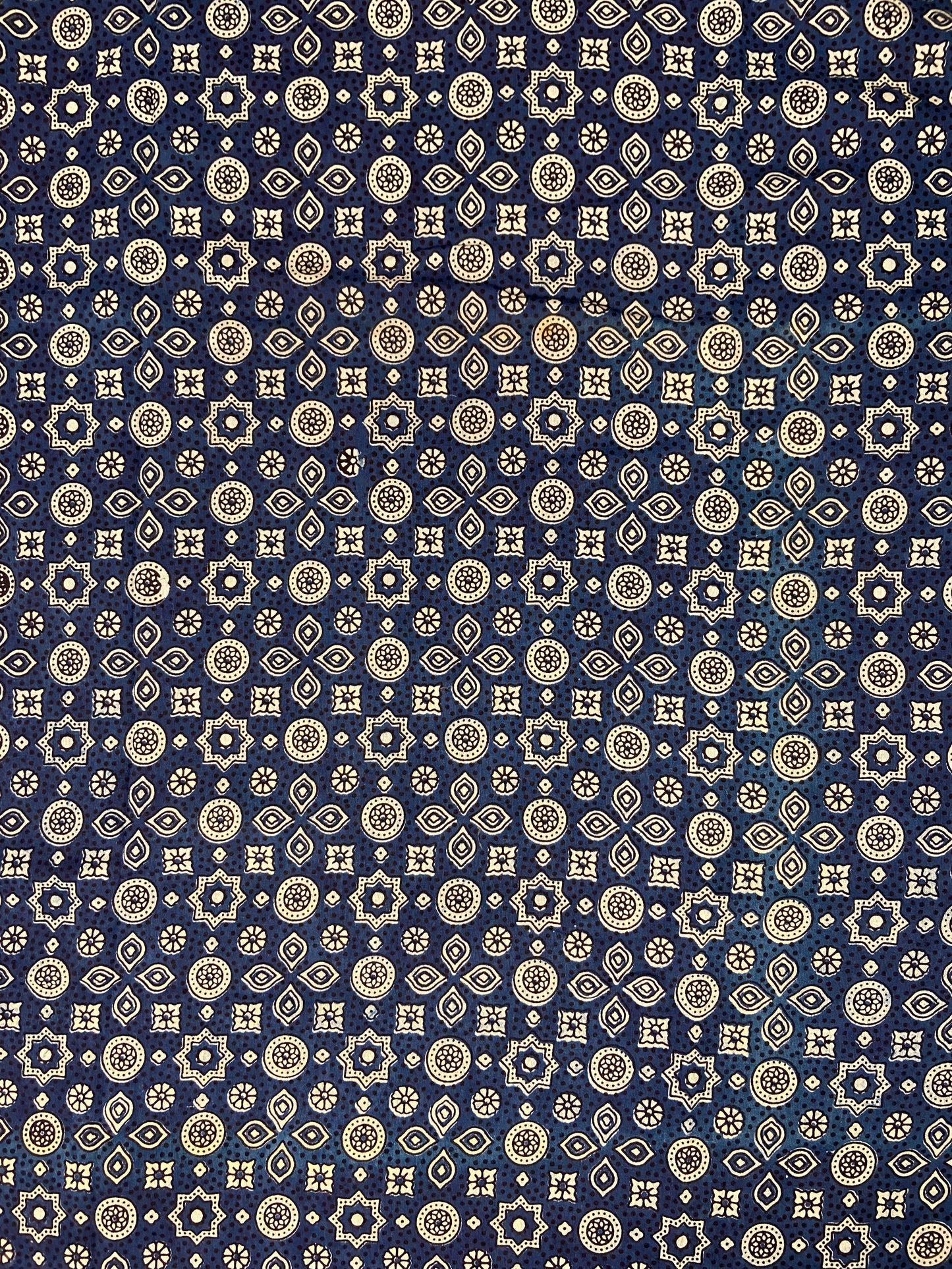 Blue Ajrakh Hand Block Printed Mulmul Cotton Cloth - Nakhrro