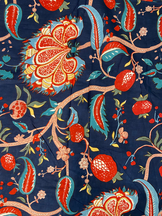 Blue Floral Print Cotton Cloth - Nakhrro