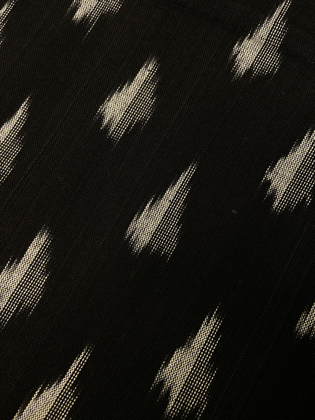 Black Hand Weaved  Pochampally Ikat Cotton Fabric - Nakhrro