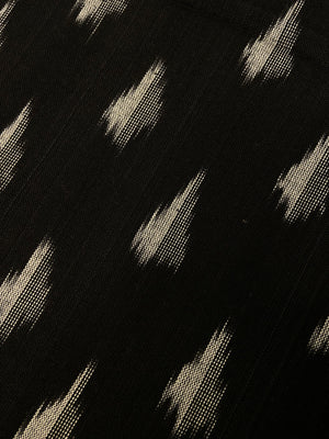Black Hand Weaved  Pochampally Ikat Cotton Fabric - Nakhrro