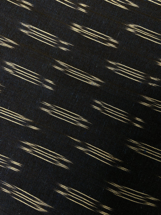 Black White Motif Hand Weaved  Pochampally Ikat Cotton Fabric - Nakhrro