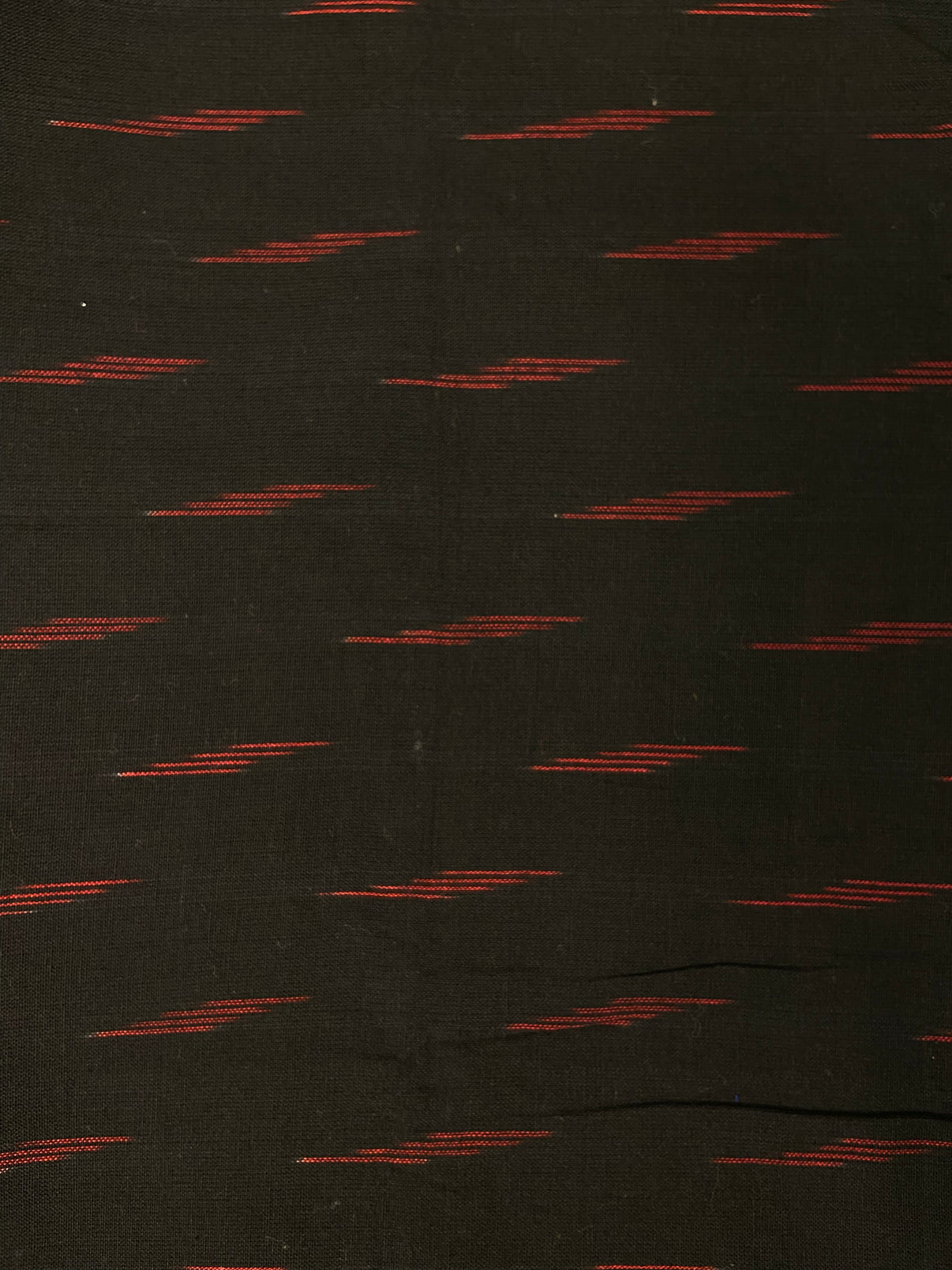 Black Red Motif Hand Weaved  Pochampally Ikat Cotton Fabric - Nakhrro