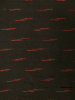 Black Red Motif Hand Weaved  Pochampally Ikat Cotton Fabric - Nakhrro