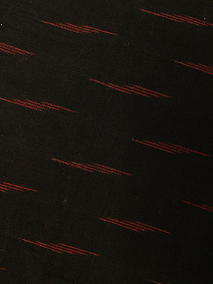 Black Red Motif Hand Weaved  Pochampally Ikat Cotton Fabric - Nakhrro