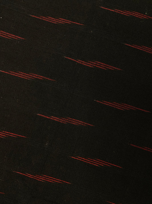 Black Red Motif Hand Weaved  Pochampally Ikat Cotton Fabric - Nakhrro