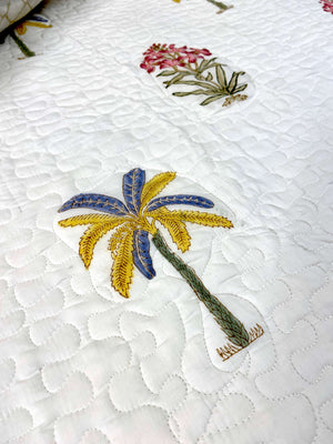 Banana Palm Floral Quilted Bedcover - Nakhrro