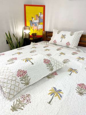 Banana Palm Floral Quilted Bedcover - Nakhrro