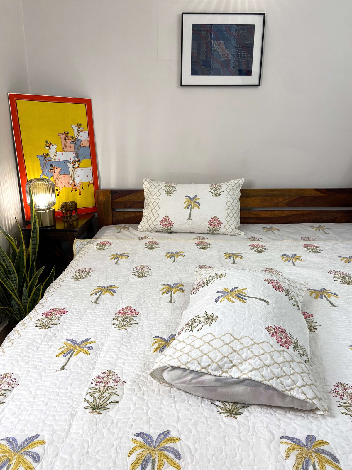 Banana Palm Floral Quilted Bedcover - Nakhrro
