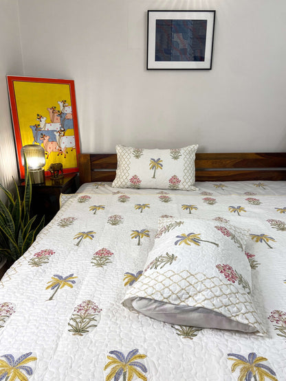 Banana Palm Floral Quilted Bedcover - Nakhrro