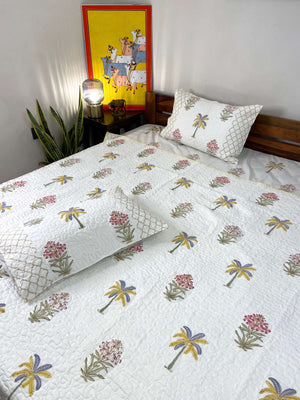 Banana Palm Floral Quilted Bedcover - Nakhrro