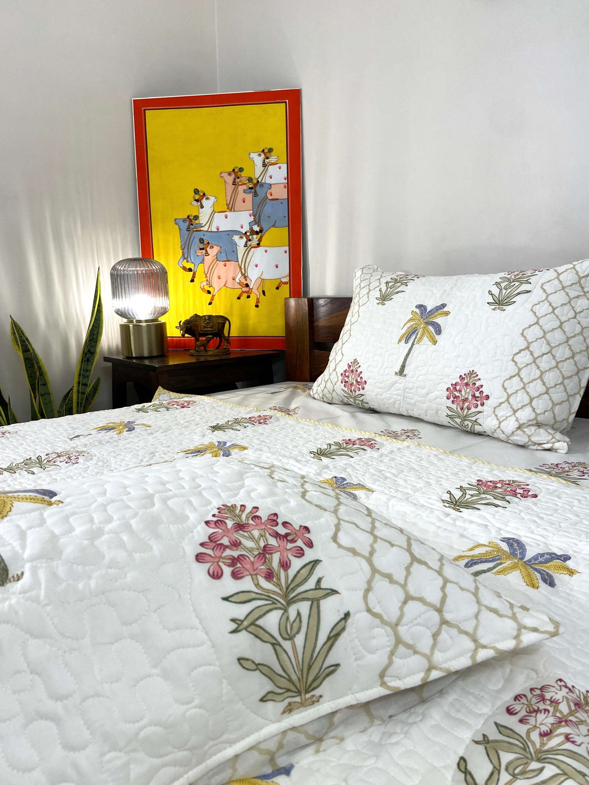 Banana Palm Floral Quilted Bedcover - Nakhrro