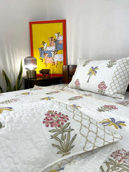 Banana Palm Floral Quilted Bedcover - Nakhrro