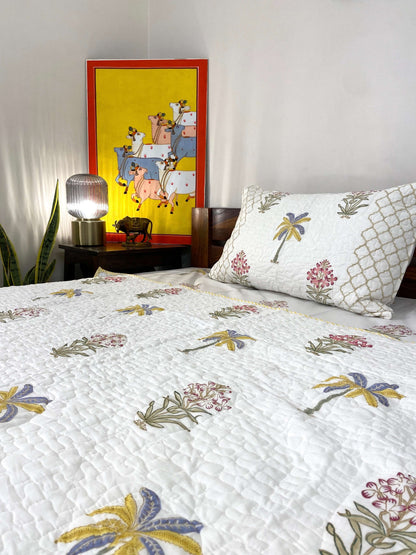 Banana Palm Floral Quilted Bedcover - Nakhrro