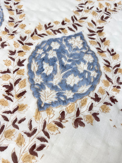 Floral Jaal Organic Mul Cotton Reversible Double Bed Quilt - Nakhrro