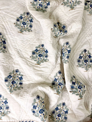 Mughal Motifs Organic Mul Cotton Reversible Double Bed Quilt - Nakhrro