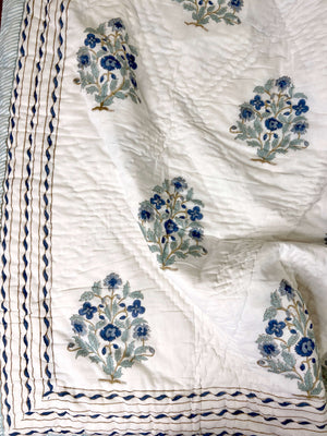 Mughal Motifs Organic Mul Cotton Reversible Double Bed Quilt - Nakhrro