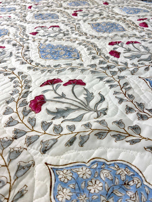 Floral Jaal Quilted Bedcover - Nakhrro
