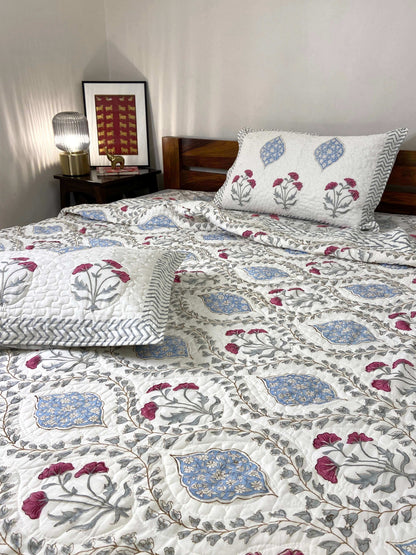 Floral Jaal Quilted Bedcover - Nakhrro