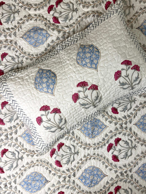 Floral Jaal Quilted Bedcover - Nakhrro