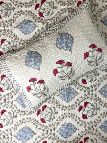 Floral Jaal Quilted Bedcover - Nakhrro