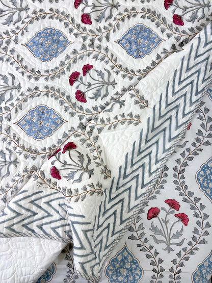 Floral Jaal Quilted Bedcover - Nakhrro