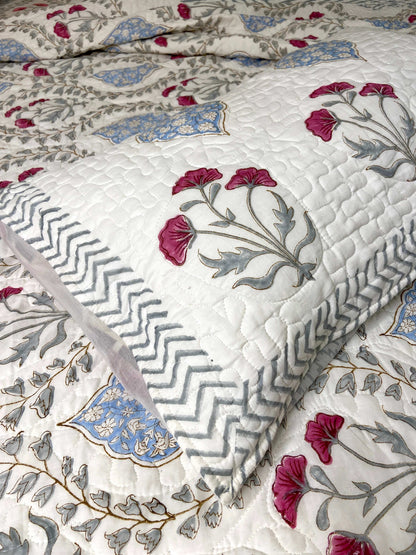 Floral Jaal Quilted Bedcover - Nakhrro