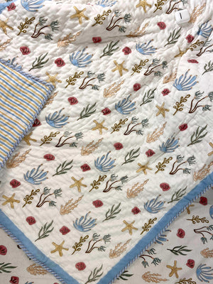 Star Fish Hand Block Baby Quilt - Nakhrro