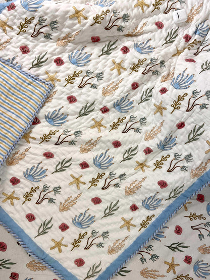 Star Fish Hand Block Baby Quilt - Nakhrro
