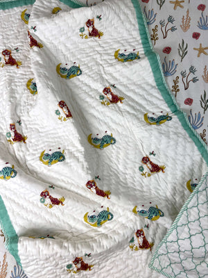 Baby Tiger Hand Block Baby Quilt - Nakhrro