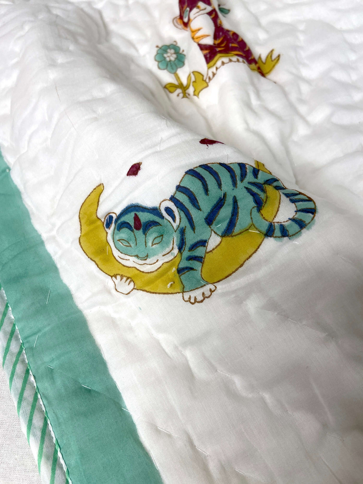 Baby Tiger Hand Block Baby Quilt - Nakhrro