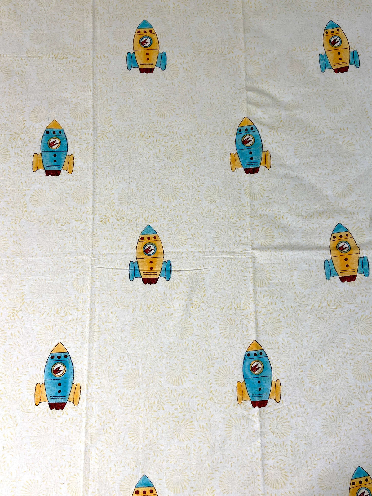 Flying Rocket Kids Hand Block Cotton King Size Bedsheet - Nakhrro