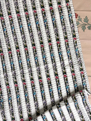 Black Floral Striped Double Bed Queen Hand Embroidered Dohar - Nakhrro