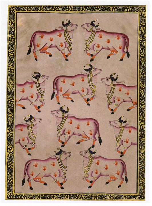 Vintage Antique Style Cows Of Pichwai - Nakhrro