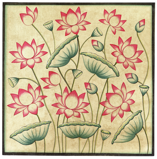 Green Shade Of Lotus Pichwai - Nakhrro