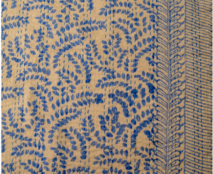 Blue Floral Double Bed Queen Hand Embroidered Bedspread/ Dohar - Nakhrro