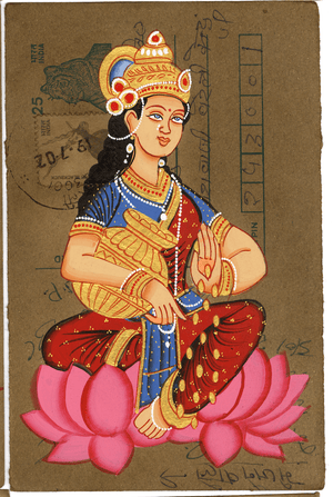 MahaLaxmi Gold Coin Blessing Postcard - Nakhrro
